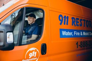 water damage restoration technician in van