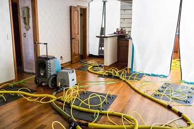 911 restoration water damage equipment in living area